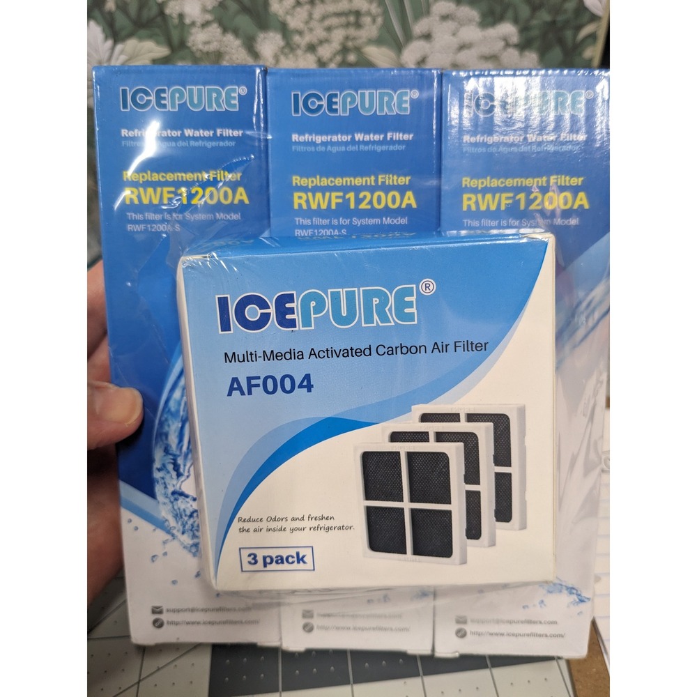 IcePure Refrigerator Water Filter RWF1200A 3pk & AF004 Air Filter 3pk Bundle NEW